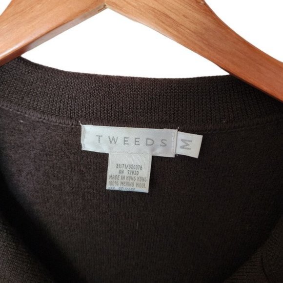 Tweeds Women's Brown 100% Merino Wool Long Sleeve Cardigan Shaket M Medium Jacke - Picture 5 of 16